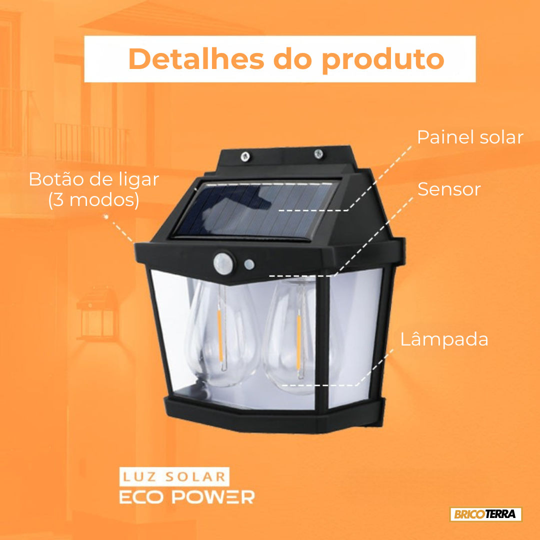Luz solar EcoPower com lâmpada dupla
