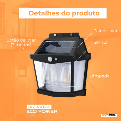 Luz solar EcoPower com lâmpada dupla